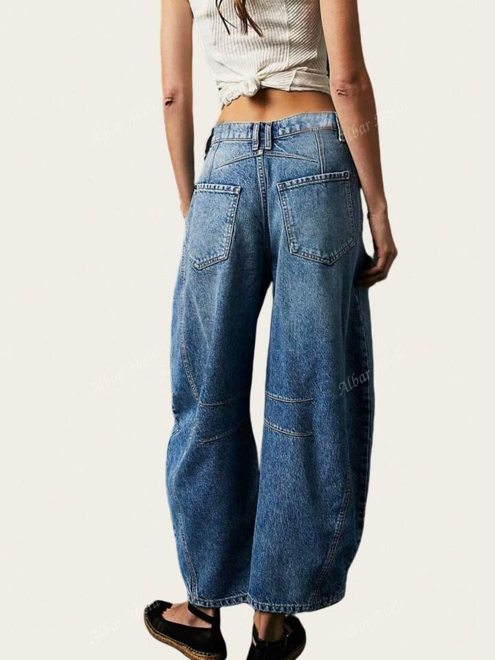 Women Spring Summer Casual Old Money Blue Wide Leg Jeans Loose Pants | SHEIN