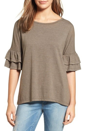 Women's Caslon Tiered Bell Sleeve Tee, Size Medium - Green | Nordstrom