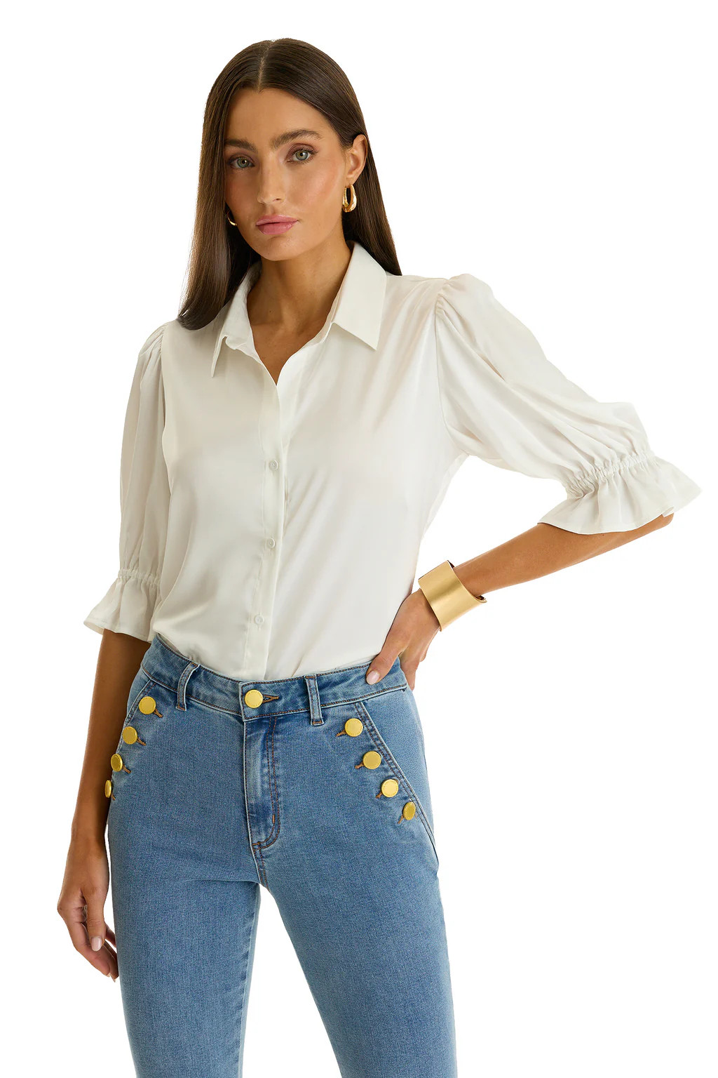 Cindy Ruffle Sleeve Blouse - White | The Noli Shop