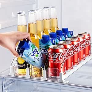 Drink Organizer for Fridge, Soda Can Dispenser for Refrigerator, Automatic Self-Pushing Fridge Dr... | Amazon (US)