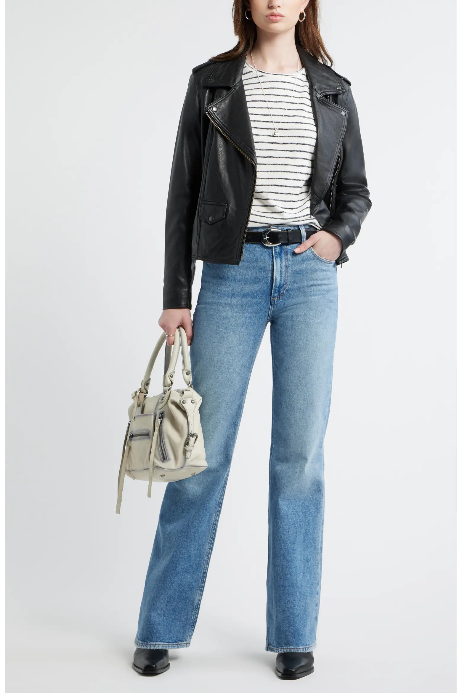 Treasure & Bond Boxy Stripe Long Sleeve Roll Neck T-Shirt (Women) | Nordstrom | Nordstrom