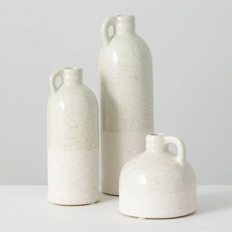 Sullivans Set of 3 Ceramic Jug Vases 10"H, 7.5"H & 4"H Off-White | Walmart (US)