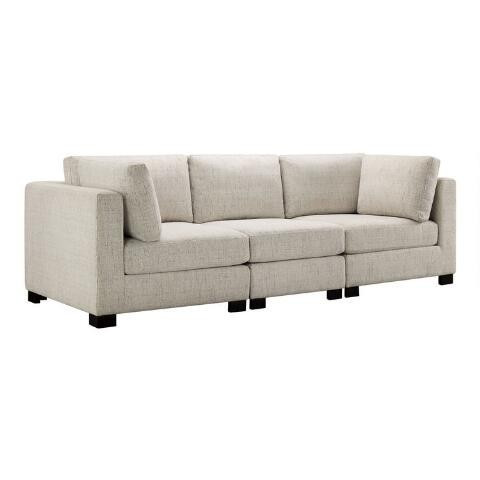 Cream Track Arm Hayes 3 Piece Modular Sofa | World Market