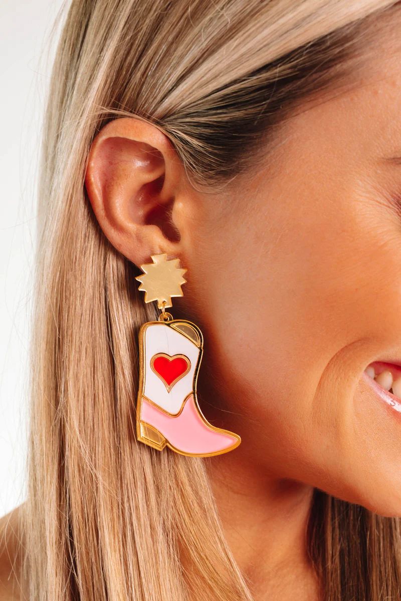 Head Over Boots Earrings - Pink Multi | The Impeccable Pig