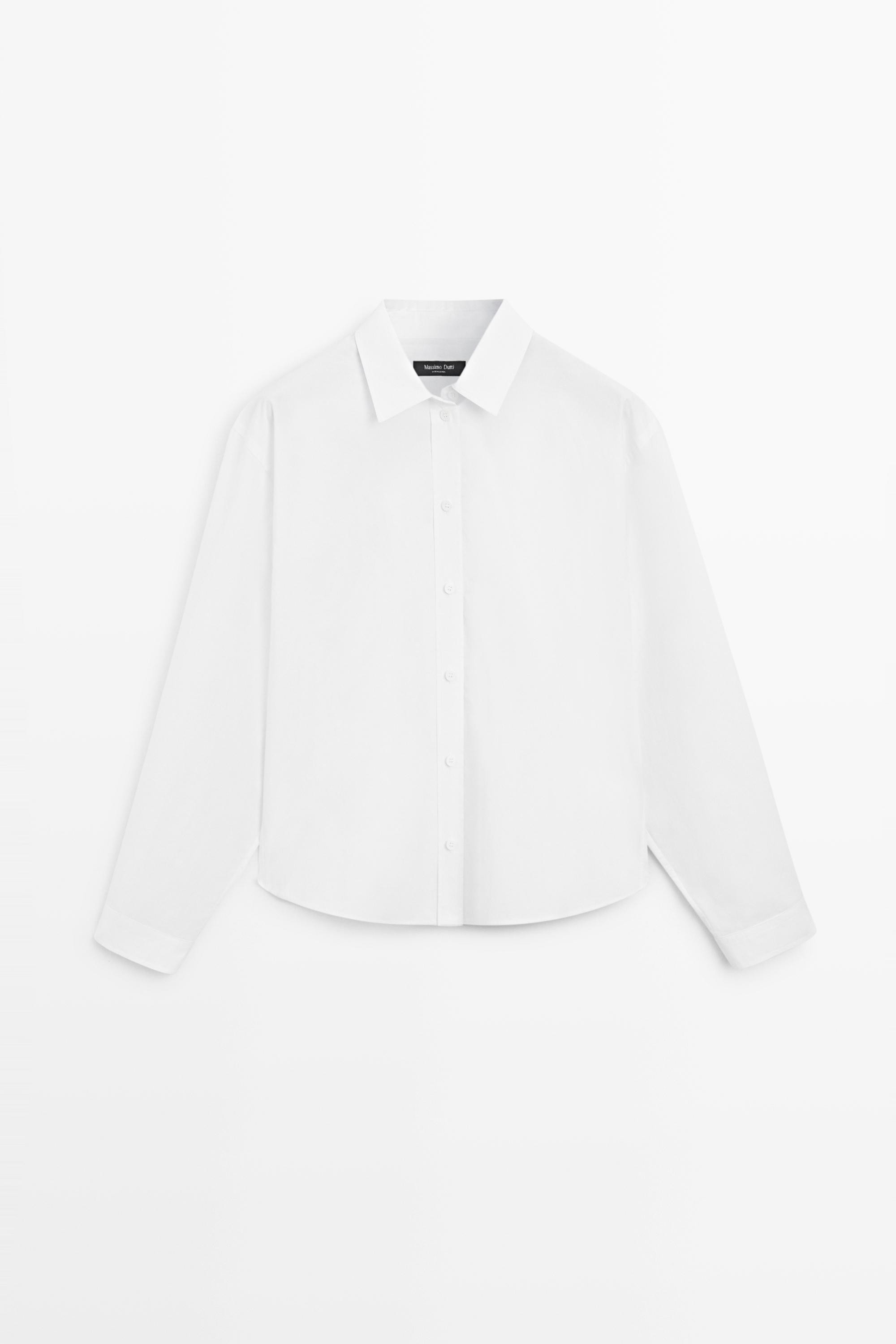 100% cotton poplin shirt with back detail | Massimo Dutti US