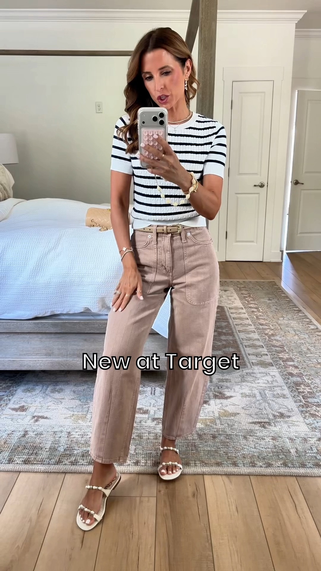 New Target arrivals for summer and early fall! New barrel leg jeans in 00. Striped sweater top in XS. Elevated casual outfit. Teacher outfit. Fall outfit. Summer outfit. I went up half a size in sandals.

#LTKootd #LTKgrwm #LTKPetite