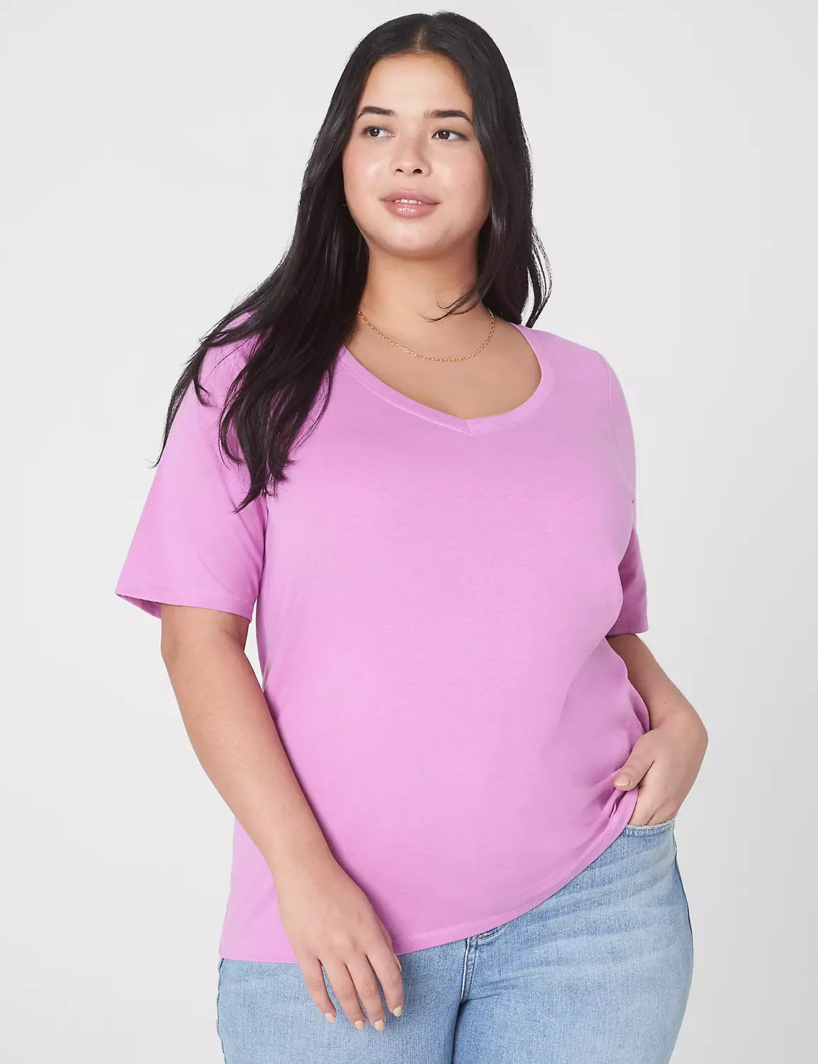 Modern Perfect Sleeve V-Neck Tee | LaneBryant | Lane Bryant (US)