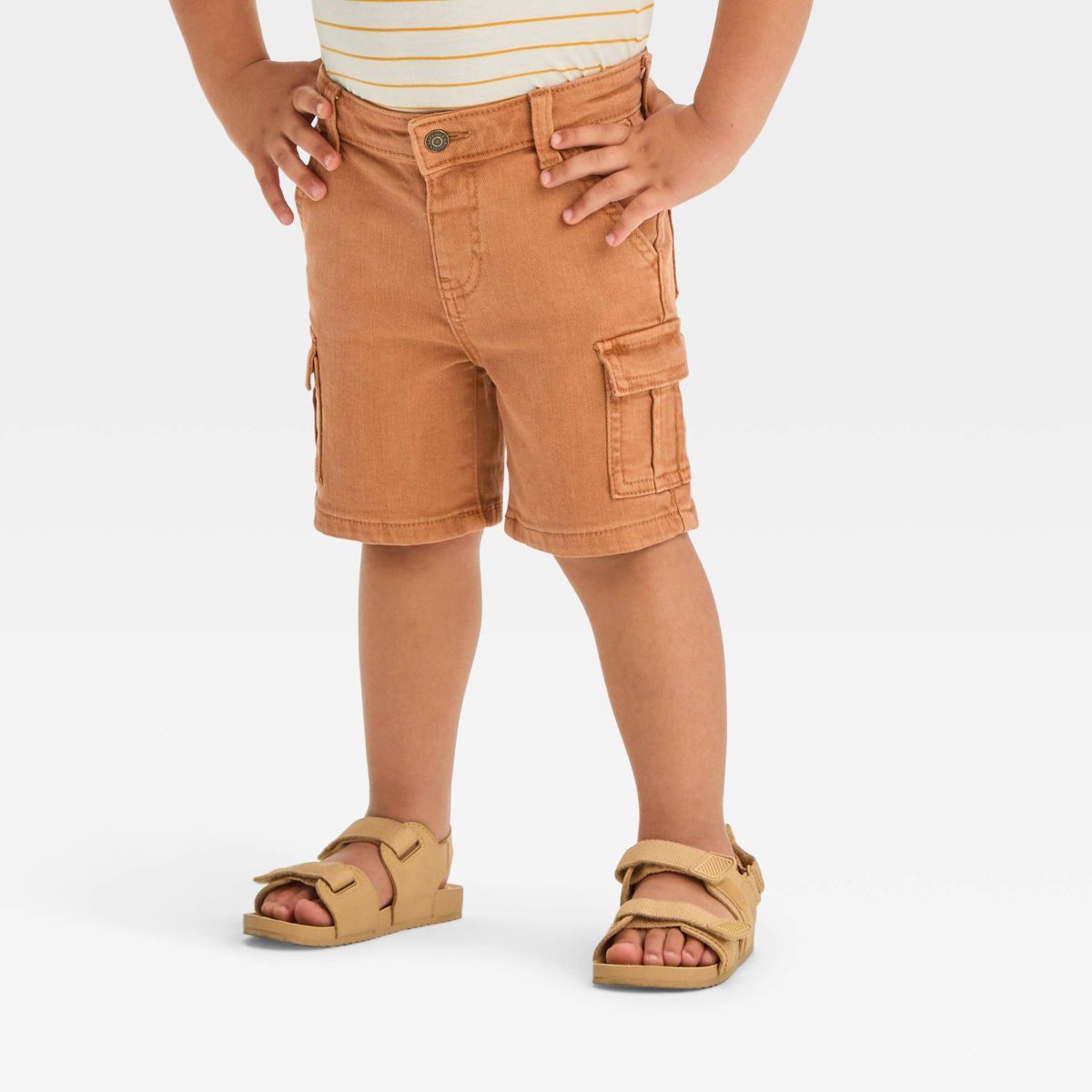 Toddler Boys' Button-Front Denim Shorts - Cat & Jack™ Orange | Target