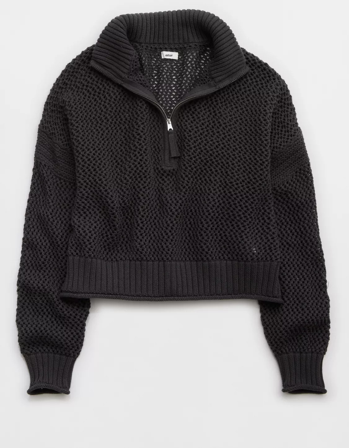 Aerie Crochet Quarter Zip Sweater | Aerie