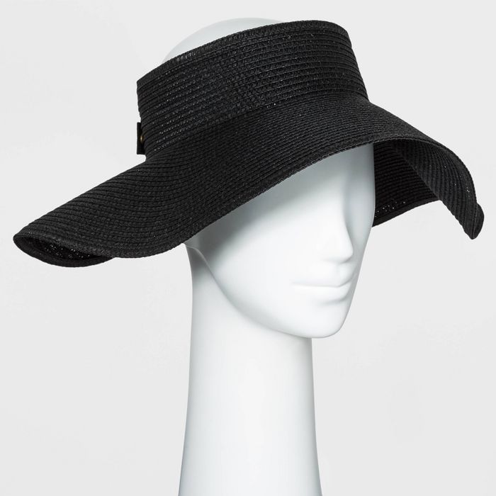 Women's Straw Visor Hat - A New Day™ Black One Size | Target