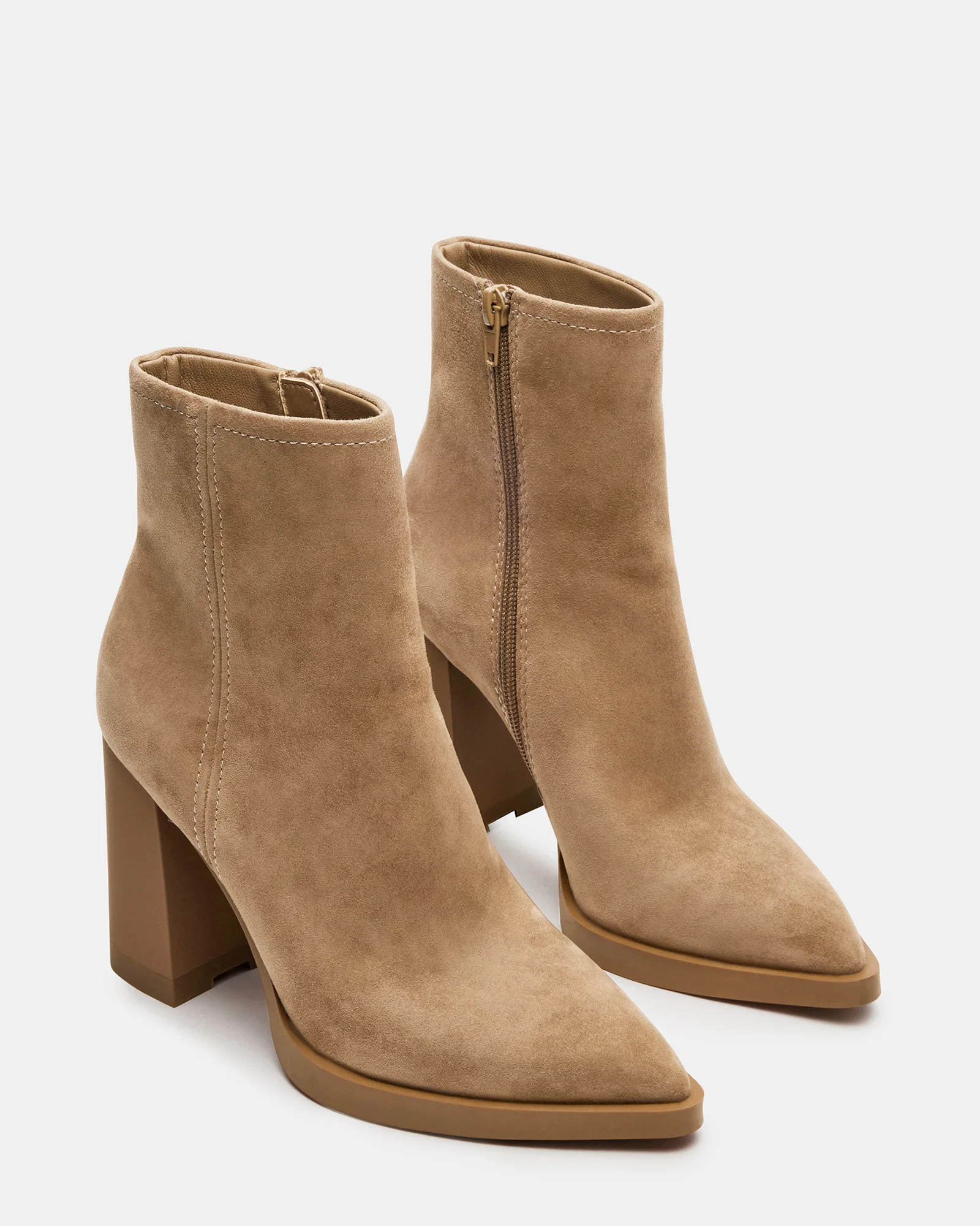 HARDEN Sand Suede Women's Pointed-Toe Ankle Boot | Steve Madden (US)