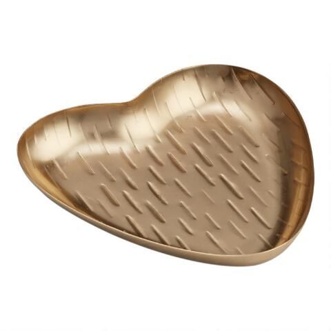 Etched Gold Heart Trinket Dish | World Market