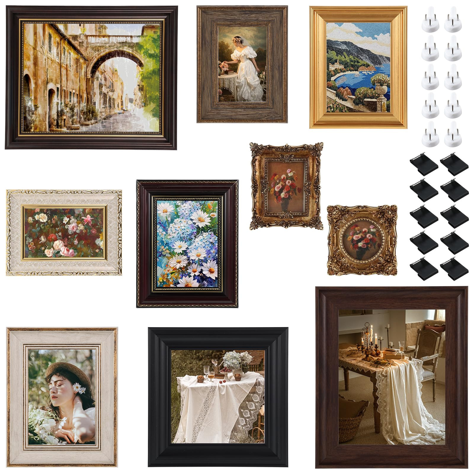 10 Pack Vintage Picture Frames for Wall or Tabletop Display Ornate Vintage Picture Frames Vintage... | Amazon (US)