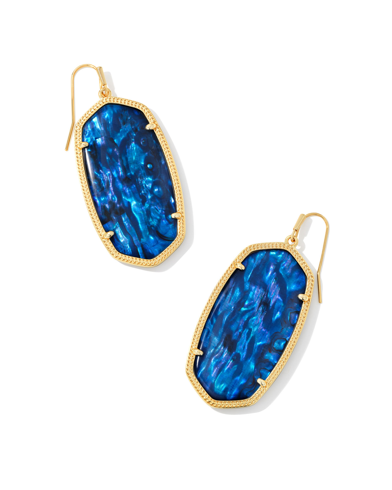 Danielle Gold Statement Earrings in Navy Abalone | Kendra Scott