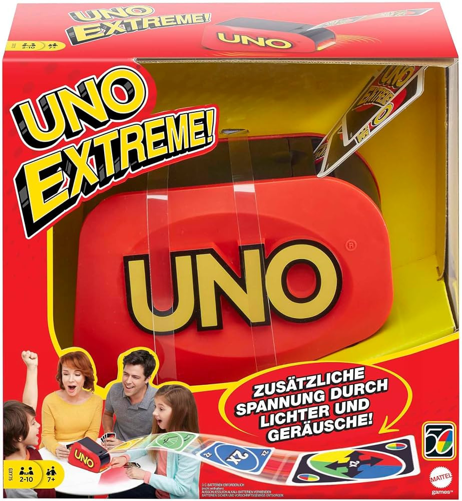 UNO Extreme Card Game Featuring Random-Action Launcher with Lights & Sounds & 112 Cards, Kid, Tee... | Amazon (US)