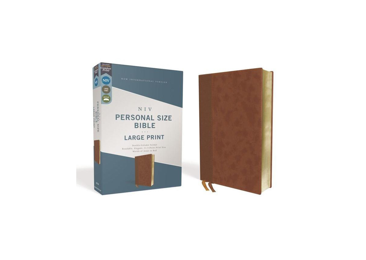 Niv, Personal Size Bible, Large Print, Leathersoft, Brown, Red Letter, Comfort Print by Zondervan | Macy's