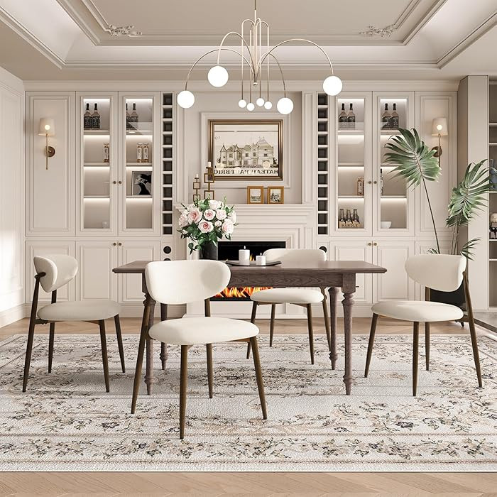 Dining Chairs Set of 4, Curved Back Kitchen Room Chairs with Metal Legs and Anti Slip Pads, Uphol... | Amazon (US)