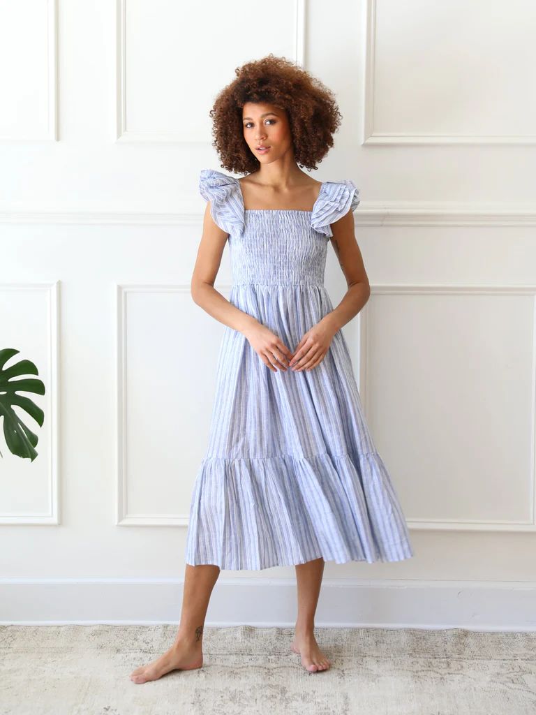 Shop Mille - Olympia Dress in Montauk Stripe Linen | Mille