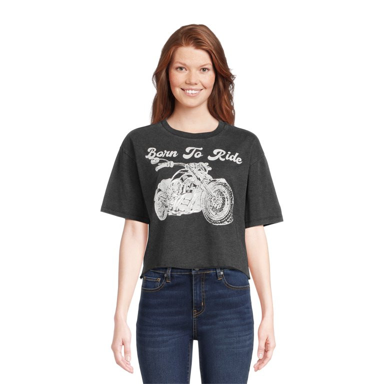 No Boundaries Juniors Boxy Crop Graphic Tee | Walmart (US)