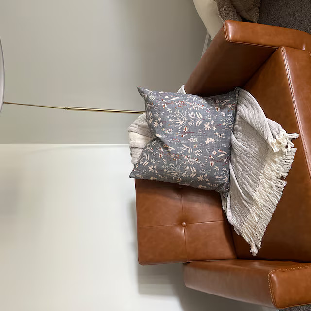 Wildflower Pillow Cover, Blue Grey Pillow Cover, Grey, Rust and Cream Pillow Cover, Grey Floral T... | Etsy (US)