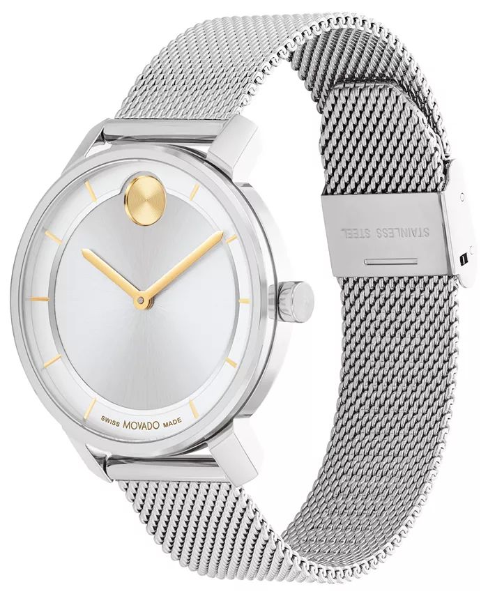 Movado Women's Swiss Bold Access Stainless Steel Mesh Bracelet Watch 34mm & Reviews - All Watches... | Macys (US)