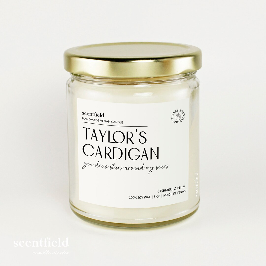 Taylor’s Cardigan, Cashmere & Plum Scented Soy Candle 8 oz | Etsy (US)
