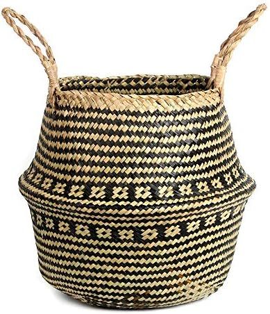 BlueMake Woven Seagrass Belly Basket for Storage Plant Pot Basket，Laundry, Picnic，Decorative Living  | Amazon (US)