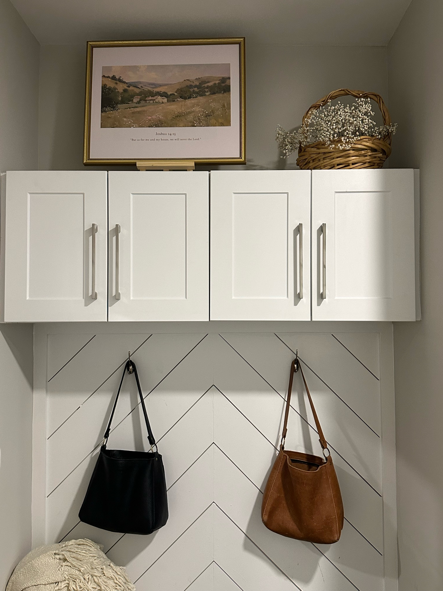 home decor , entry way , mudroom , leather purse, picture frame 

#LTKFamily #LTKHome #LTKFindsUnder50