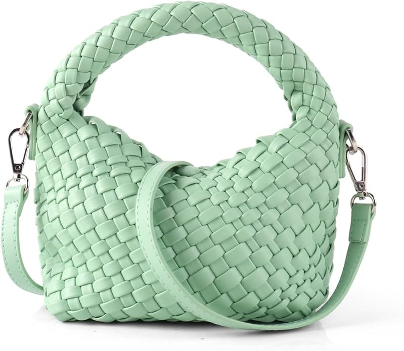 Women Woven Tote Small Crossbody Bag, Weave Quilted Purse Square Shoulder Bag Woven Handbag with ... | Amazon (US)