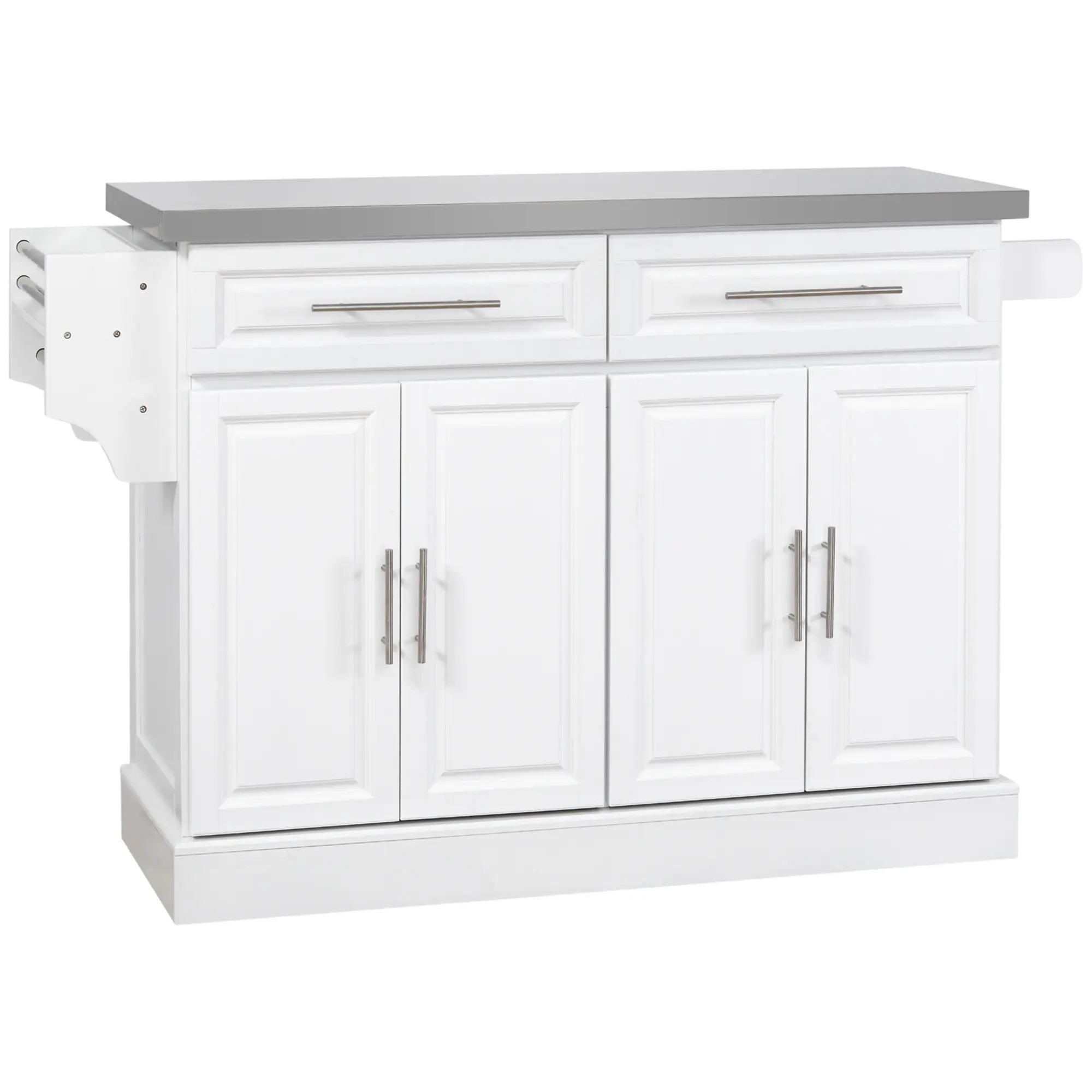 Siavonce White MDF Base with MDF Wood Top Rolling Kitchen Island ( 17.75-in x 57-in x 36-in ) Stainless Steel | XH5S00041 | Lowe's