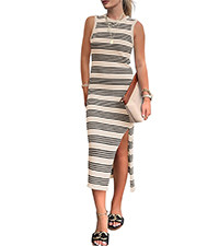 BTFBM Womens Sleeveless Summer Dresses 2025 Crew Neck Casual Sundress Hollow Out Side Slit Bodyco... | Amazon (US)