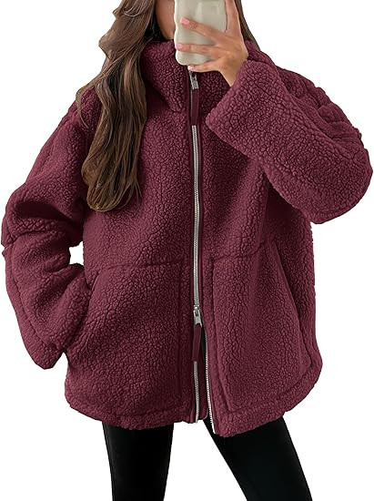 ANRABESS Womens Fleece Jacket Oversized Zip Up Sherpa Fuzzy Casual Coats Winter Fall Outerwear 20... | Amazon (US)