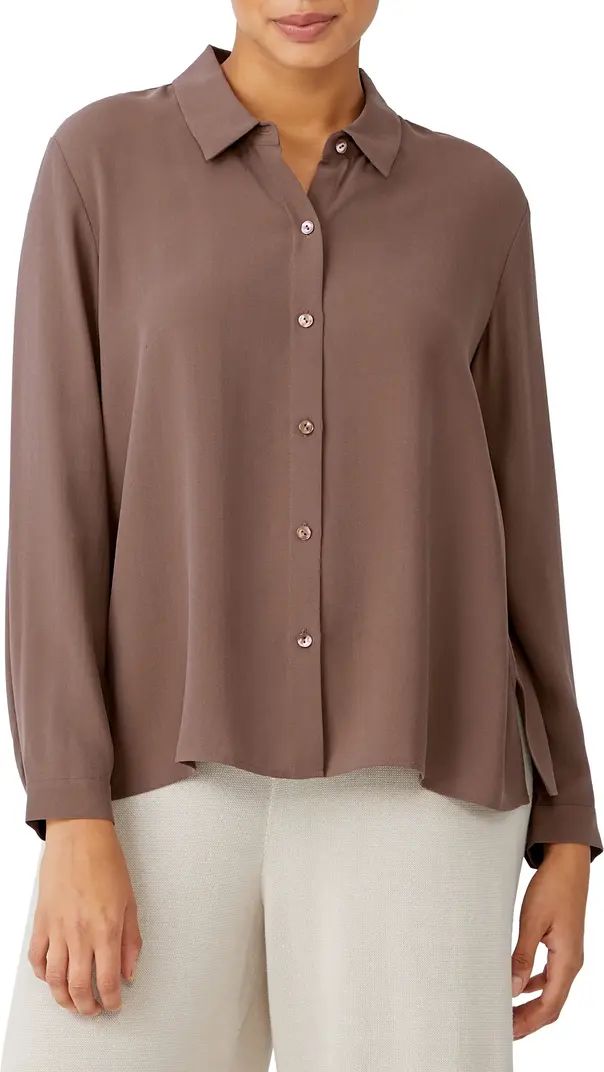 Classic Collar Easy Silk Button-Up Shirt | Nordstrom