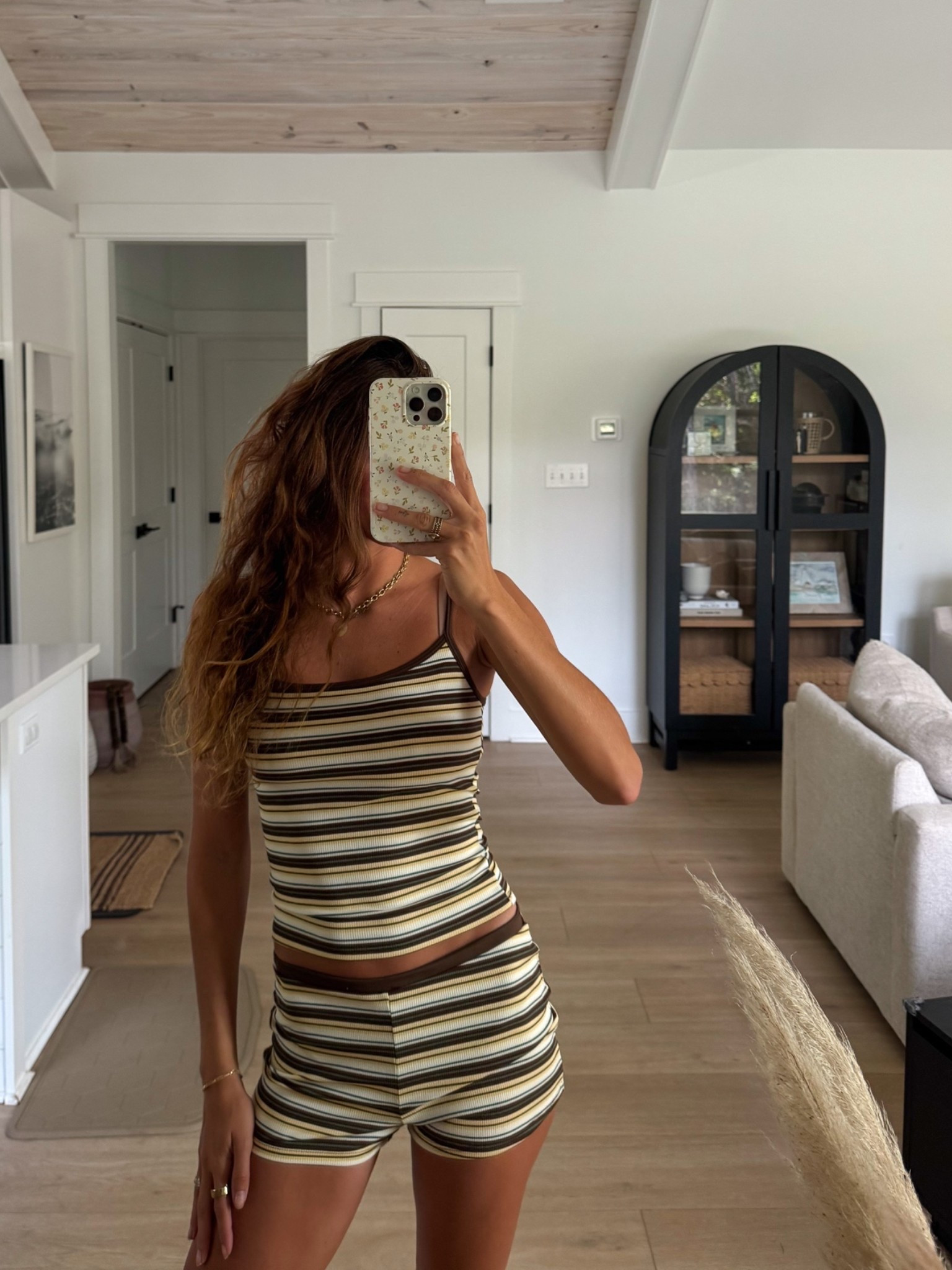 obsessed with this stripe lounge set🤎 so comfy and cute and perfect for the transition to fall! Wearing size S top and S bottom

#LTKgrwm #LTKootd #LTKselfcare