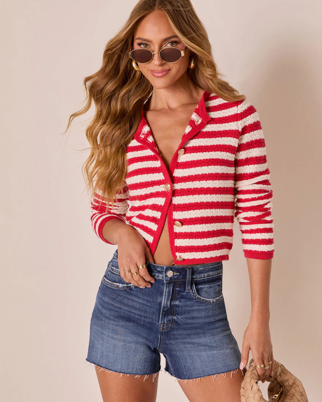 Tesley Striped Button Down Sweater | VICI