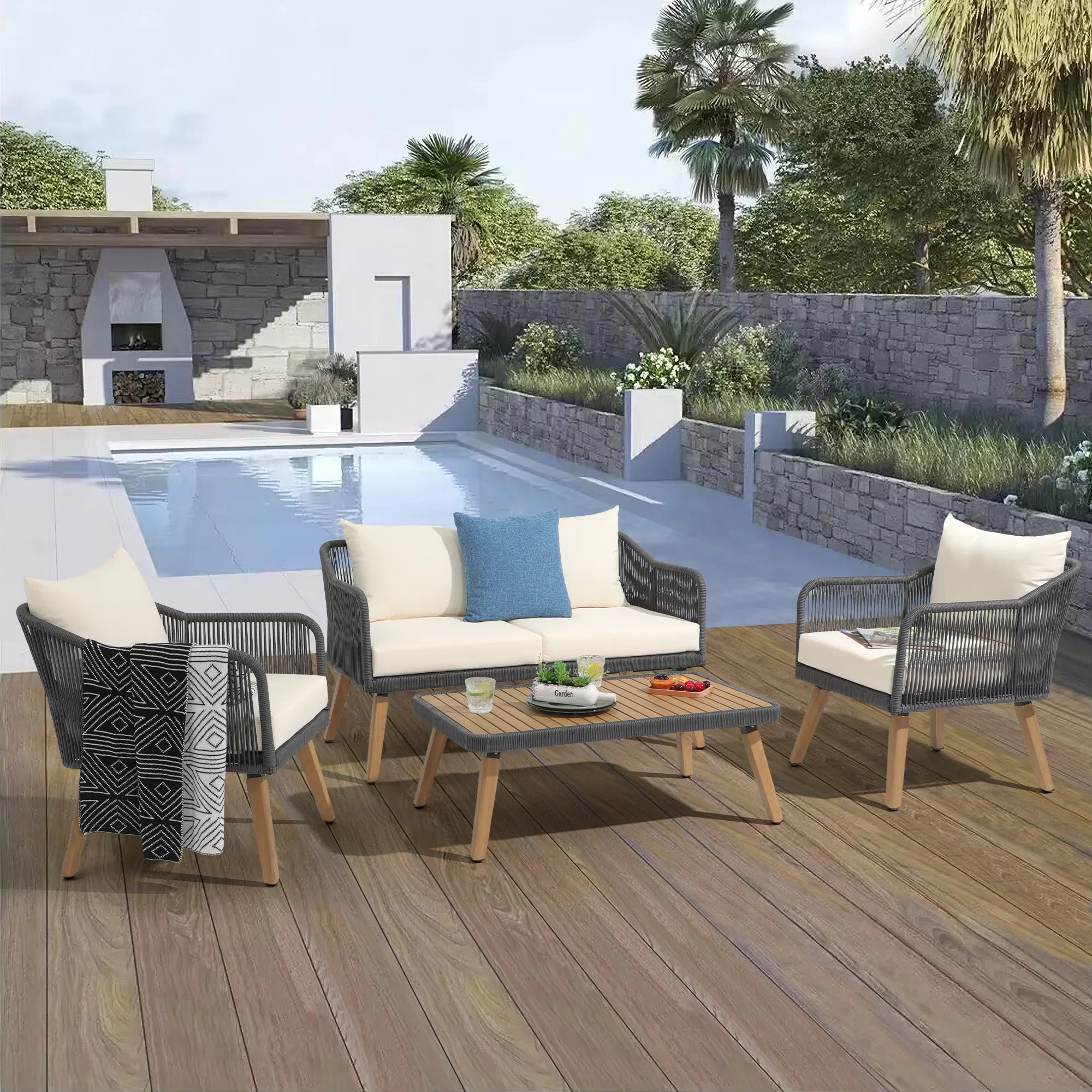 Acacia 4 - Person Patio Conversation Set with Cushions | Wayfair North America