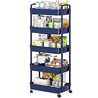 Sywhitta 3-Tier Plastic Rolling Utility Cart with Handle, Multi-Functional Storage Trolley for Of... | Amazon (US)