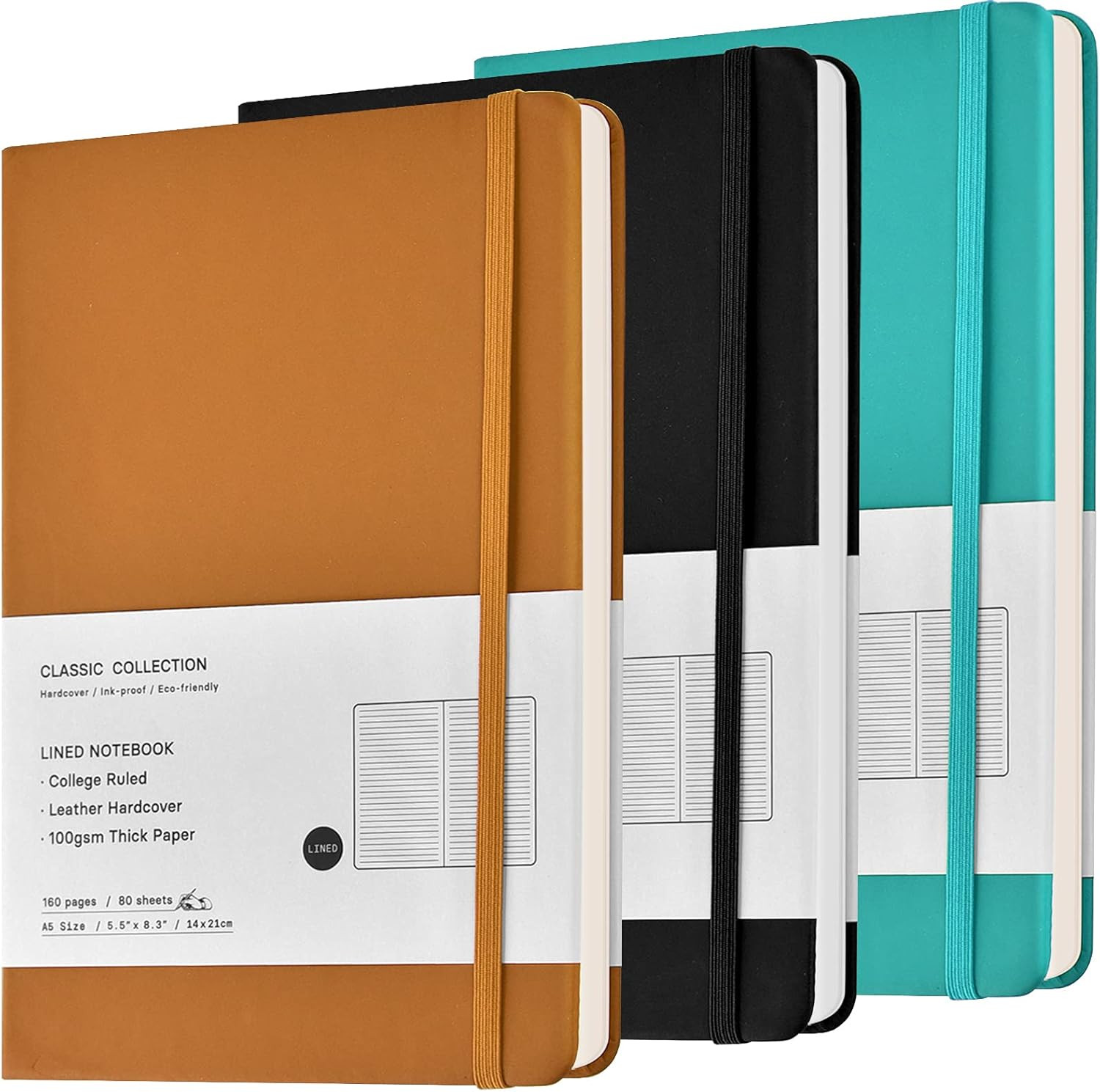 Zealor 3 Pack Notebooks Journals Hardcover Spiral Notebook College Ruled Lined Paper Notebooks Su... | Amazon (US)