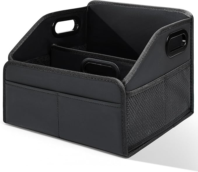 Car Storage Organizer [2025 UPDATED] Leather Car Caddy Basket for Front Seat Floor Back Sturdy Fr... | Amazon (US)