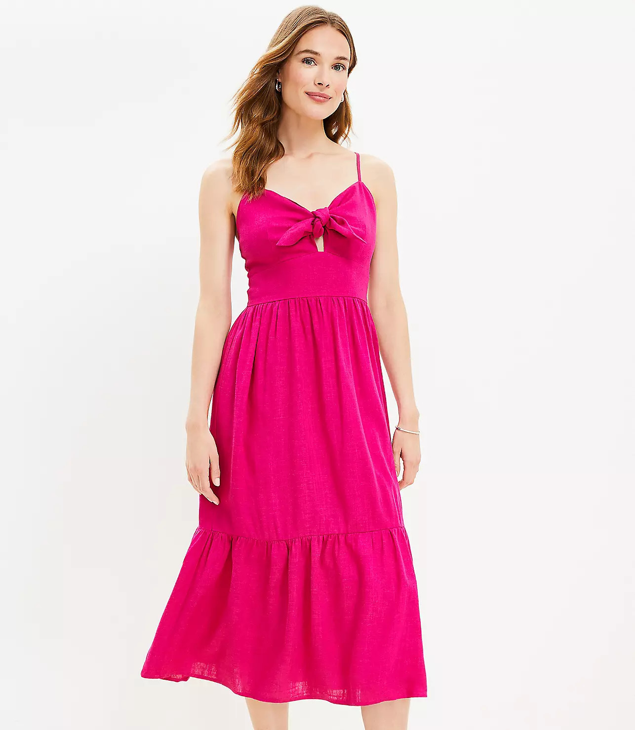 Tie Front Strappy Midi Dress | LOFT