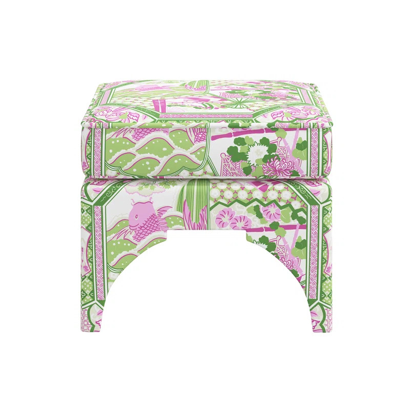 Red from Scalamandre Crafted by Cloth & Company Carlisle Ottoman in Pattern | Wayfair North America