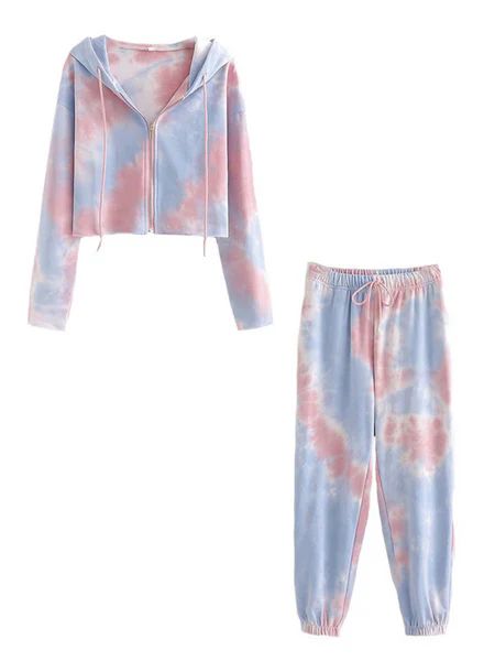 'Keila' Tie Dye Zip-up Long Sleeves Set | Goodnight Macaroon