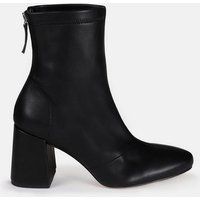 Black Faux Leather Block Heel Sock Boots | Missguided (US & CA)