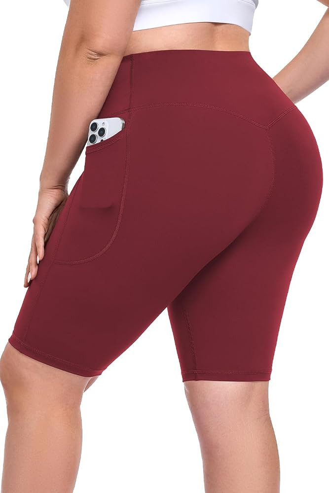 Plus Size 10" Biker Shorts for Women with Pockets L-6XL High Waist | Amazon (US)