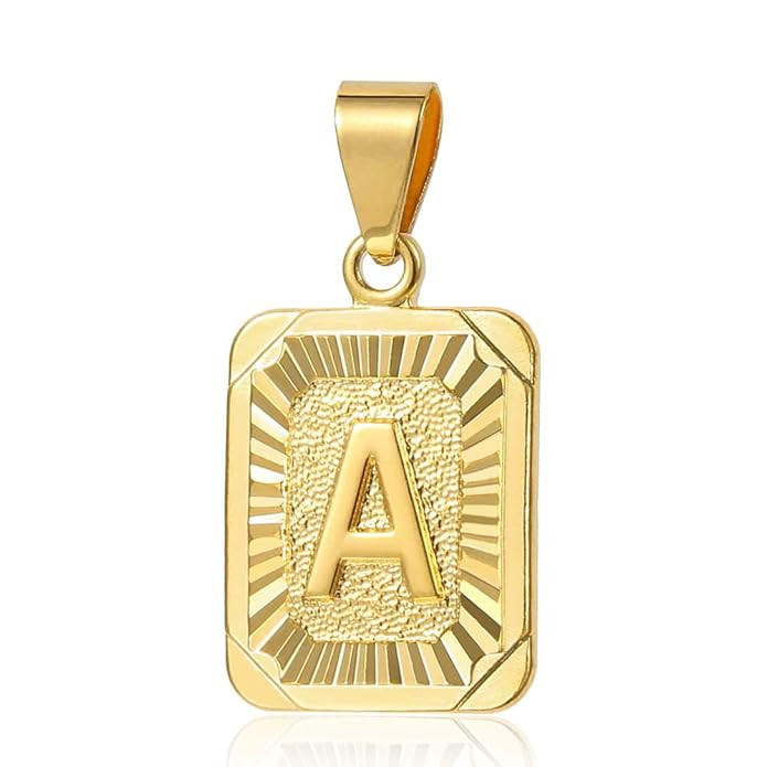Trendsmax Initial Letter Pendant Necklace Mens Womens Capital Letter Yellow Gold Plated A Z Stain... | Amazon (US)