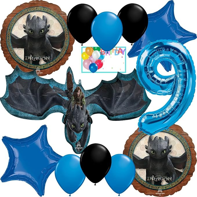 Anagram Balloons Licensed Party Supplies Ballon Set for How to train a Dragon 9th Birthday Decora... | Amazon (US)