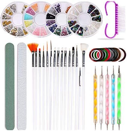 Nail Art Decorations Kit,Nail Art Tool with 15pcs Nail Painting Brushes, Nail Dotting Tool,Nail b... | Amazon (US)