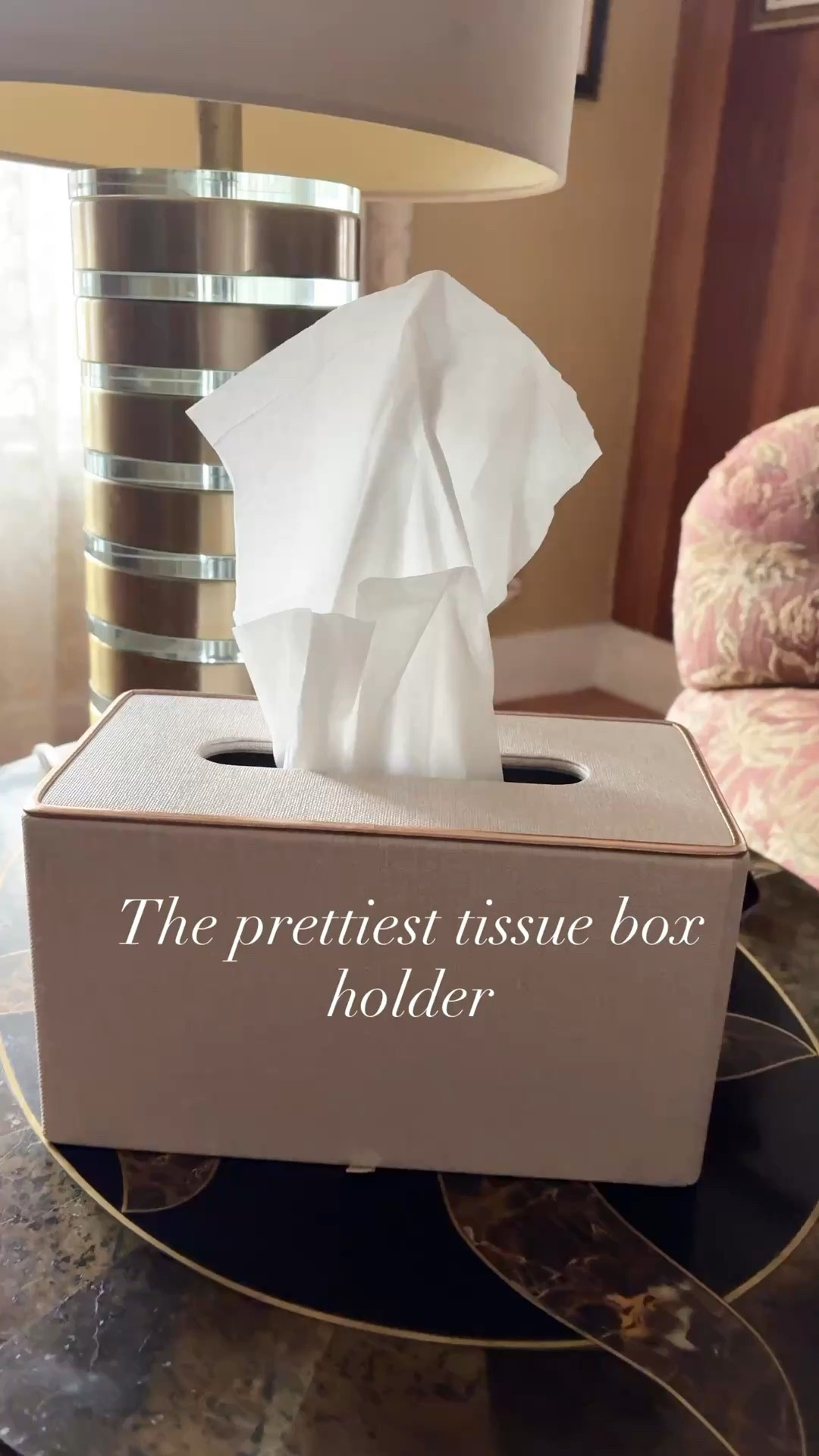 Hide your ugly tissue boxes in this pretty tissue box holder! It’s a beautiful linen material with a gold strip around the top of it. So beautiful in person  

#LTKselfcare #LTKdayinmylife #LTKHome