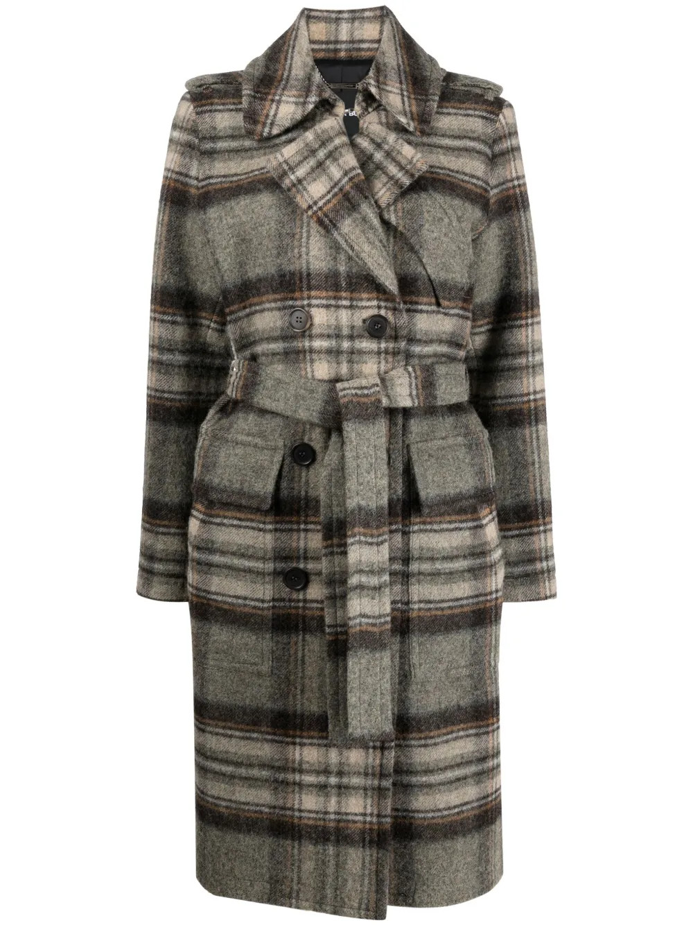 Barbara Bui plaid-check double-breasted Wool Coat | Grey | FARFETCH | Farfetch Global