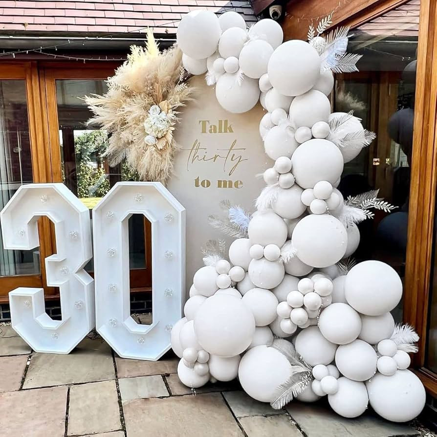 Double Stuffed White Balloon Garland - Pastel White Balloons Different Sizes 18/12/5 Inch Matte W... | Amazon (US)